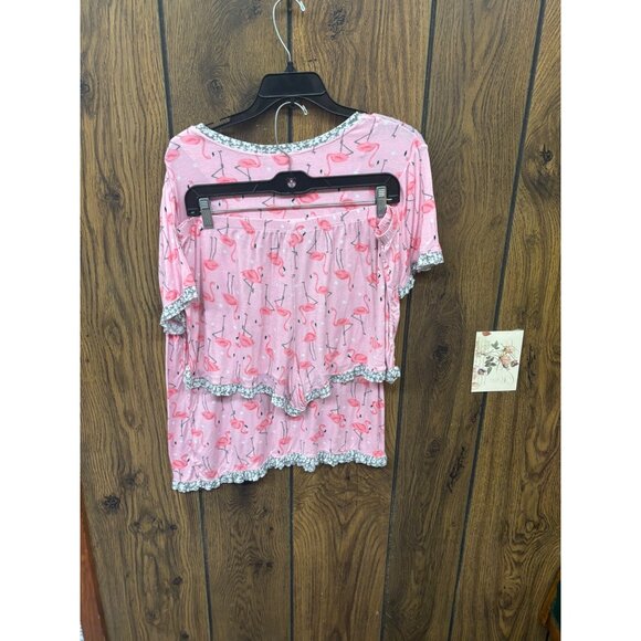 Secret Treasure Ladies LG Pink Flamingo 2PC Pajama Short Set Soft & Lightweight - Picture 2 of 3